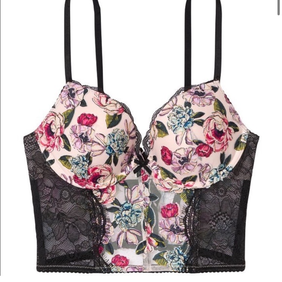 Victoria’s secret’s Rose Embroidery Purest Pink Floral Bra Top Corset - Picture 2 of 4